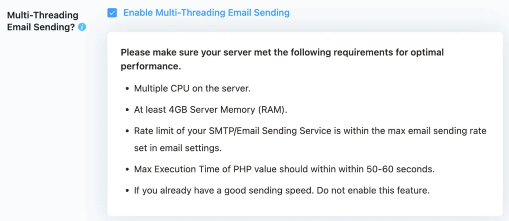 multi-threaded email sending option